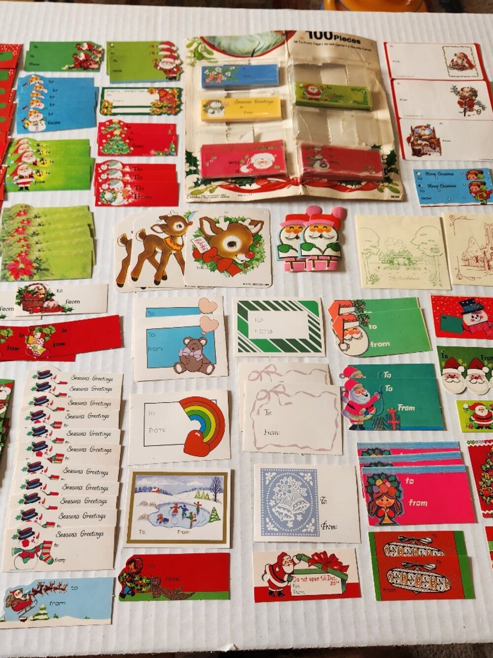 Vintage Christmas Gift Tags 1960s 1970s Retro MCM Holiday To And From 100s T2